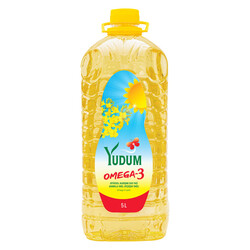 Yudum - Yudum Omega-3 Ayçiçek Yağı 5 lt Dar Ağız Pet 1 Koli (4 Adet)
